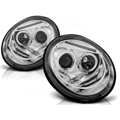 Lampy przód VW New Beetle Angel Eyes CHROM soczewka ringi LPVW75