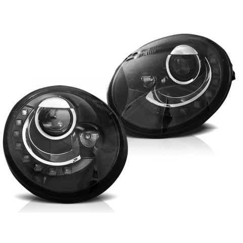 Lampy przód VW NEW BEETLE 98-05 LED BLACK - diodowe LPVWL7