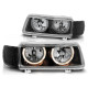 Lampy przód VW Passat B4 Clearglass BLACK czarne Angel Eyes Ringi LPVW41 DEPO