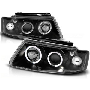 Lampy przód VW Passat B5 3B clear Angel Eyes BLACK soczewka ringi LPVW13