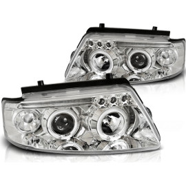 Lampy przód VW Passat B5 3B clear Angel Eyes CHROM soczewka ringi LPVW77