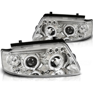 Lampy przód VW Passat B5 3B clear Angel Eyes CHROM soczewka ringi LPVW77