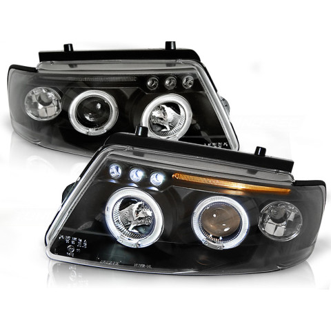 Lampy przód VW Passat B5 3B clear Angel Eyes BLACK soczewka ringi LPVW78