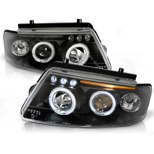 Lampy przód VW Passat B5 3B clear Angel Eyes BLACK soczewka ringi LPVW78