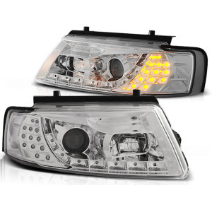 Lampy przód VW Passat B5 - diodowe CHROM LED - diodowy kierunkowskaz LPVWB3