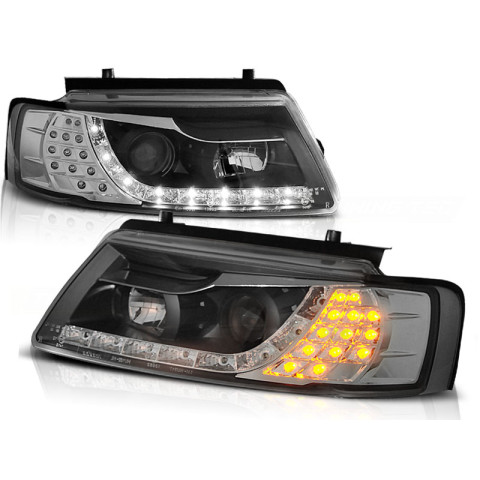 Lampy przód VW Passat B5 - diodowe BLACK LED - diodowy kierunkowskaz LPVWB4