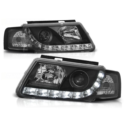 Lampy przód VW Passat B5 DayLight BLACK LED diody jazdy dziennej DRL LPVWD7