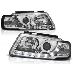Lampy przód VW Passat B5 DayLight CHROM LED diody jazdy dziennej DRL LPVWD6