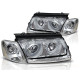 Lampy przód VW Passat B5 Clear CHROM Angel Eyes Ringi LPVW25 DEPO