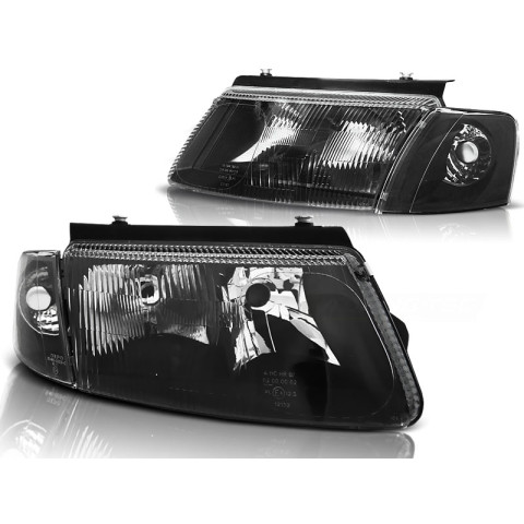 Lampy przód VW Passat B5 BLACK czarne H7 / H4 z halogenem LPVW30 DEPO