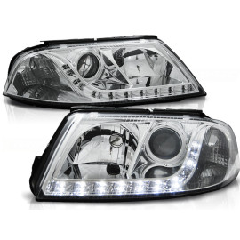 Lampy przód VW Passat B5FL 3BG - CHROM LED - diodowe DEPO LPVW55