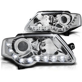 Lampy przód VW Passat B6 3C - CHROM LED - diodowe DEPO LPVWE0