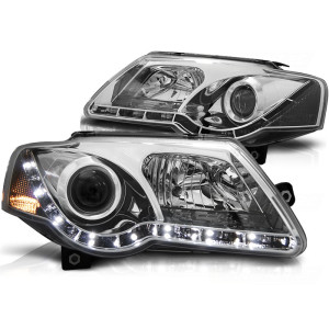 Lampy przód VW Passat B6 3C - diodowe CHROM LED - diodowe LPVWC1