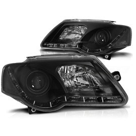 Lampy przód VW Passat B6 3C BLACK LED DRL - diodowe dzienne LPVWJ7