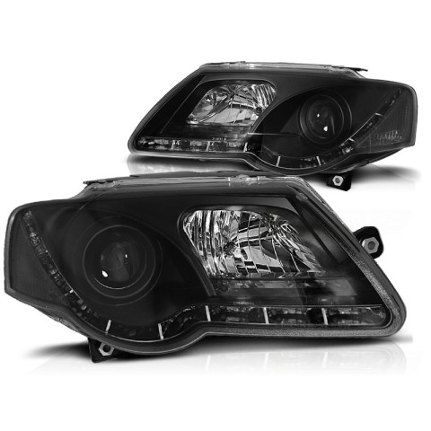 Lampy przód VW Passat B6 3C BLACK LED DRL - diodowe dzienne LPVWJ7