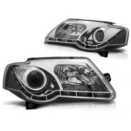 Lampy przód VW Passat B6 3C CHROM LED DRL - diodowe dzienne LPVWJ6