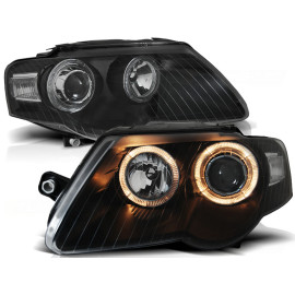 Lampy przód VW Passat B6 3C - Angel Eyes BLACK - czarne z ringami LPVWC6 DEPO