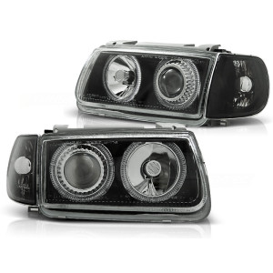 Lampy przód VW Polo 6N clear Black Angel Eyes + kierunkowskazy LPVWH1