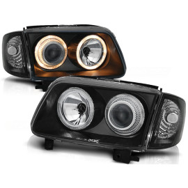 Lampy przód VW Polo 6N2 99-01 clear Angel Eyes BLACK ringi LPVW63