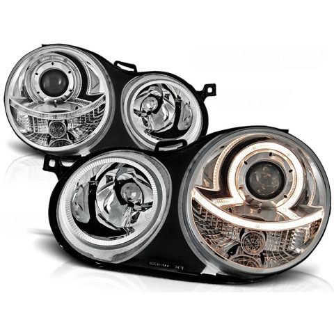 Lampy przód VW Polo 9N 01-05 Angel Eyes CHROM soczewka ringi LPVW58