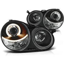 Lampy przód VW Polo 9N 01-05 Angel Eyes BLACK soczewka ringi LPVW59