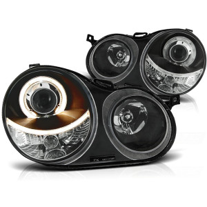 Lampy przód VW Polo 9N 01-05 Angel Eyes BLACK soczewka ringi LPVW59