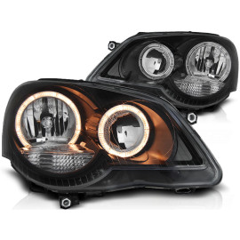 Lampy przód VW Polo 9N3 Angel Eyes BLACK soczewka ringi LPVWE3