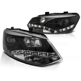 Lampy przód VW POLO 6R - DRL BLACK LED - diodowe dzienne - LPVWN4