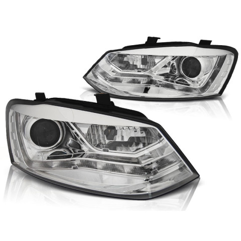 Lampy przód VW POLO 6R - CHROM LED - diodowe - LPVWN5