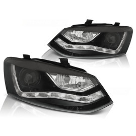 Lampy przód VW POLO 6R - BLACK LED - diodowe - LPVWN6
