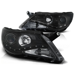 Lampy przód VW Tiguan 07-11 BLACK LED - diodowe LPVWF3