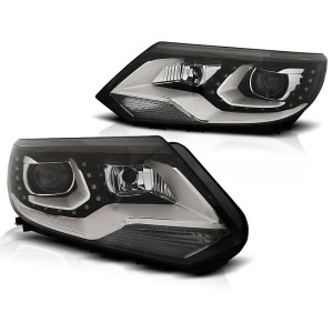 Lampy przód VW Tiguan 2011- DAYLIGHT BLACK LED DRL dzienne LPVWM0