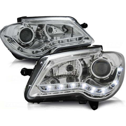 Lampy przód VW Touran - CHROM LED - Diodowe DEPO LPVWF4
