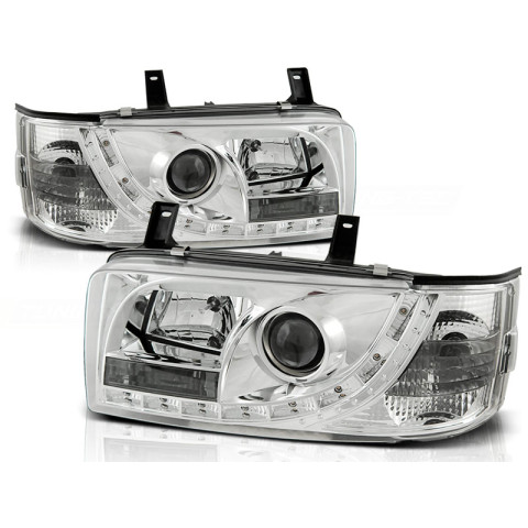 Lampy przód VW T4 Transporter 90-03 - CHROM LED diodowe LPVW83