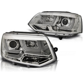 Lampy przód VW T5 2010- CHROM U-LED DRL - diodowe światła dzienne LPVWL1