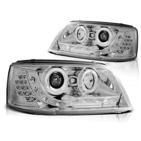 Lampy przód VW T5 2003-2009 CHROM LED - diodowe LPVWA7