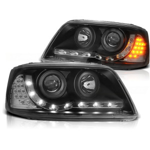 Lampy przód VW T5 2003-2009 BLACK LED - diodowe LPVWA8