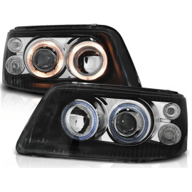 Lampy przód VW T5 2003-2009 Angel Eyes BLACK Ringi LPVWE5