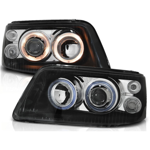 Lampy przód VW T5 2003-2009 Angel Eyes BLACK Ringi LPVWE5