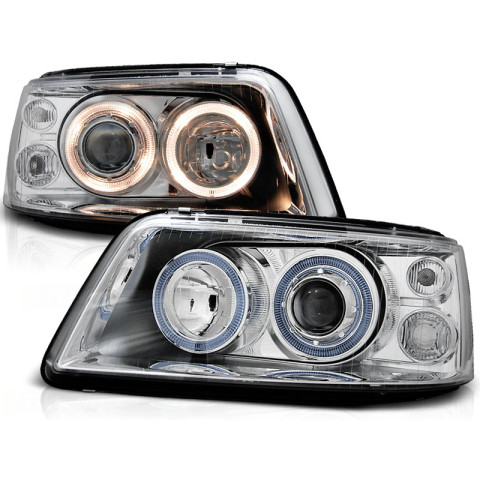 Lampy przód VW T5 2003-2009 Angel Eyes CHROM Ringi LPVWE4