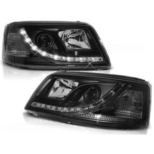 Lampy przód VW T5 03-09 BLACK LED DRL - diodowe światła dzienne LPVWJ9