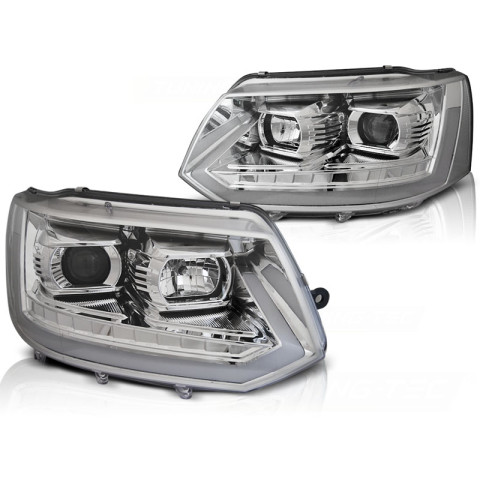 Lampy przód VW T5 2010- CHROM LED DRL - diodowe / dynamiczne LPVWR6