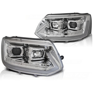 Lampy przód VW T5 2010- CHROM LED DRL - diodowe / dynamiczne LPVWR6