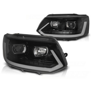 Lampy przód VW T5 2010- BLACK LED DRL - diodowe / dynamiczne LPVWR7