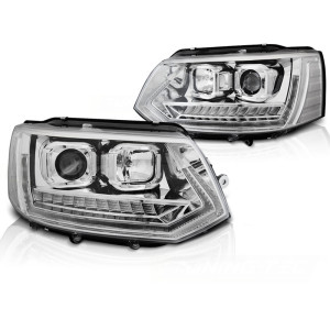 Lampy przód VW T5 10- LED TUBE LIGHT CHROM - diodowe światła dzienne LPVWS5