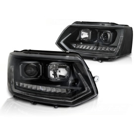 Lampy przód VW T5 10- LED TUBE LIGHT BLACK - diodowe światła dzienne LPVWS6