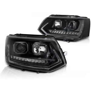 Lampy przód VW T5 10- LED TUBE LIGHT BLACK - diodowe światła dzienne LPVWS6