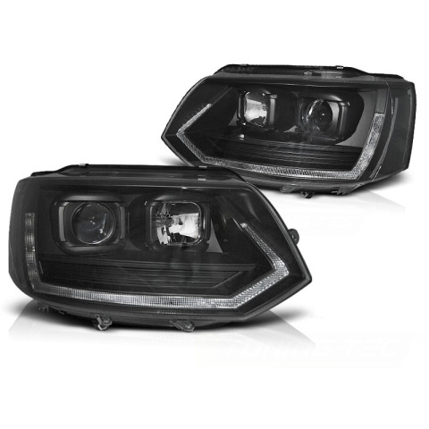 Lampy przód VW T5 2010- BLACK T6 LOOK diodowe światła dzienne LPVWT2
