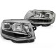 Lampy przód VW T6 15-19 CHROM LED DRL - diodowe światła dzienne LPVWT3