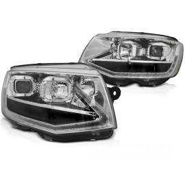 Lampy przód VW T6 15-19 CHROM LED DRL - diodowe światła dzienne LPVWT3
